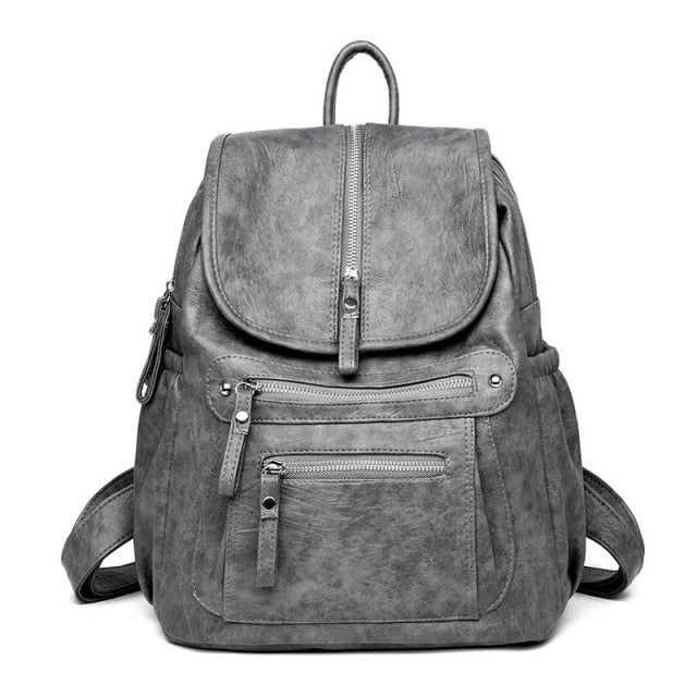 Bolso de bolsillo de cuero para mujer gris