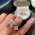 Set de 2 Anillos Flor con Circonita en Plata