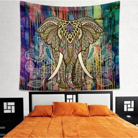 Tapiz Mandala Elefante arcoíris