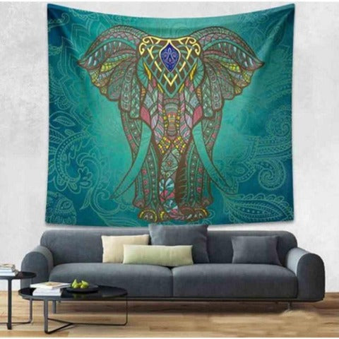 Tapiz Mandala Elefante verde